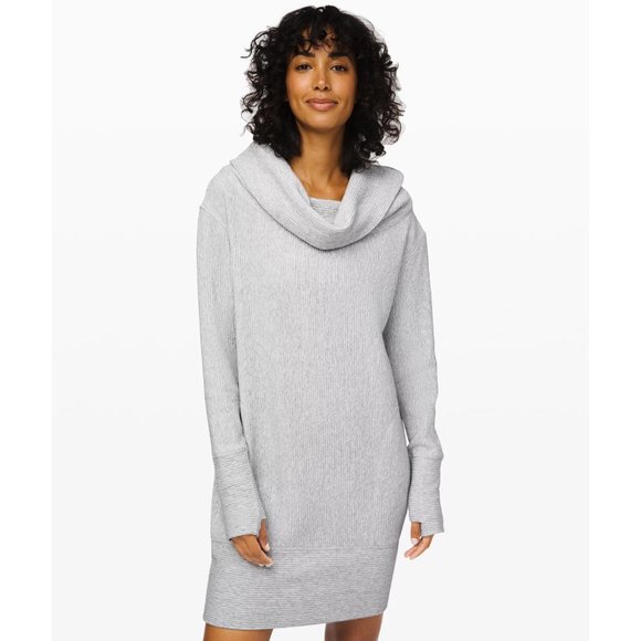 Lululemon • Along The Way Dress • Sz S • Like New • Heathered Ultra Light Grey - Picture 1 of 14